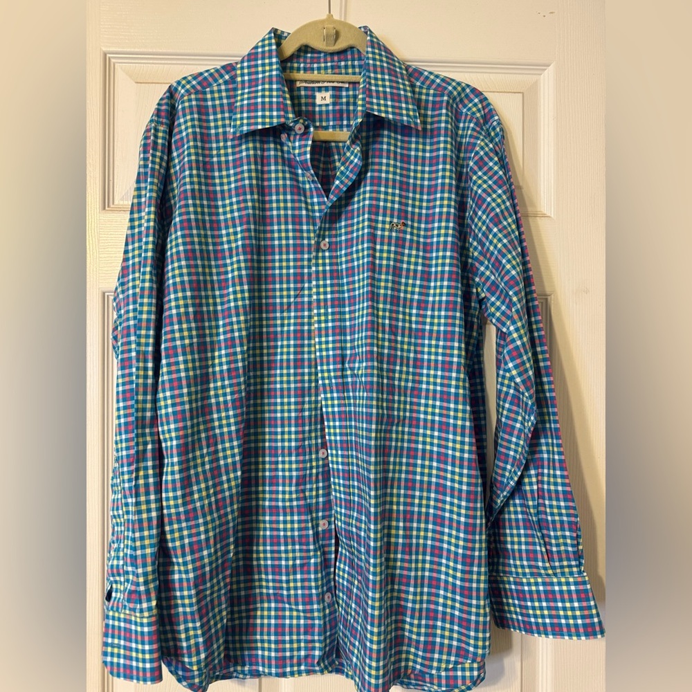 Southern Point Co Men’s Plaid Button Down Shirt Size Medium Dog Logo NWOT